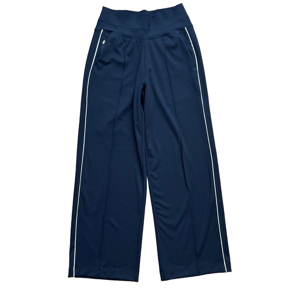 ATHLETA Venice Track Stripe Wide Leg Pant Women's Size US Petite XS Navy Blue